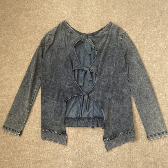 Dylan Sweatshirt Womens Small Blue Tie Back Pullover Sweater Boho 90s Y2K - Picture 6 of 8